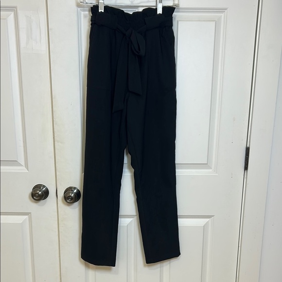 Kate Kasin paper bag pants size small black with belt pockets work inseam 26“ - Picture 2 of 6